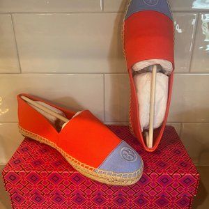 Tory Burch NIB Color Block Flat Espadrilles Canvas Size 9.5